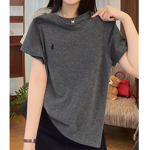 刺绣短袖t恤女2026夏季新款宽松显瘦时尚休闲百搭女士大码上衣潮