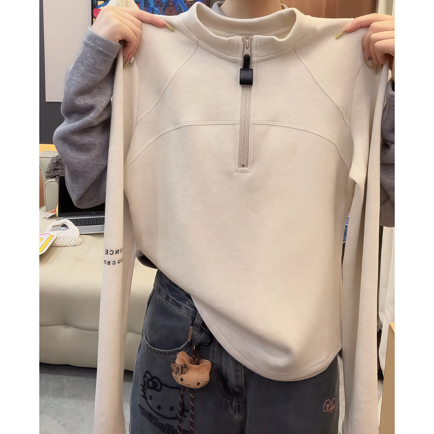 立领长袖t恤女2025秋冬新款爆款插肩袖百搭洋气大码胖mm女士上衣