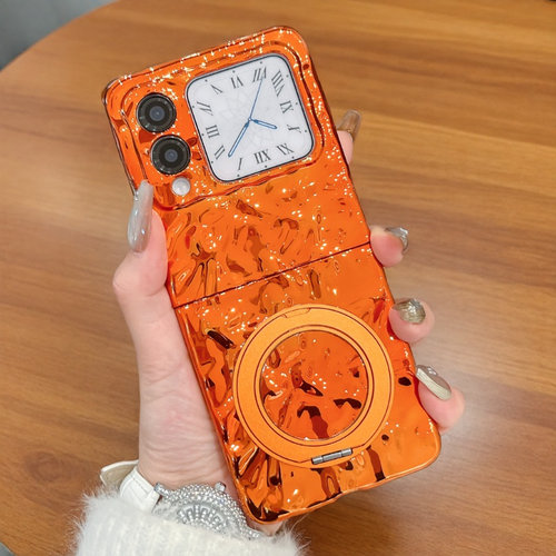 适用华为novaflip手机壳电镀橙色新款novaflipS解压360支架外壳NOVA FlipS折叠屏简约硬壳nova防摔手绳保护套