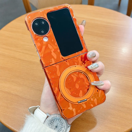 适用OPPOfindn2flip手机壳电镀橙色新款N3 Flip解压360支架外壳N3 Flip折叠屏创意硬壳Find N5防摔手绳保护套