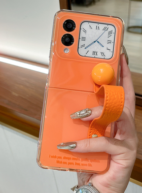 适用华为novaflips手机壳橙色新款novaflip保护壳Nova Flip小折叠屏软胶外壳nova FlipS防摔便携手提带保护套