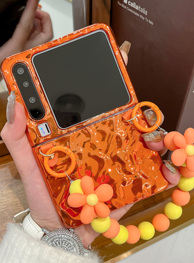 适用华为purax手机壳橙色新款pocket2个性创意Pura X阔折叠屏电镀外壳PocketS硬壳防摔手提链mate x6保护套女