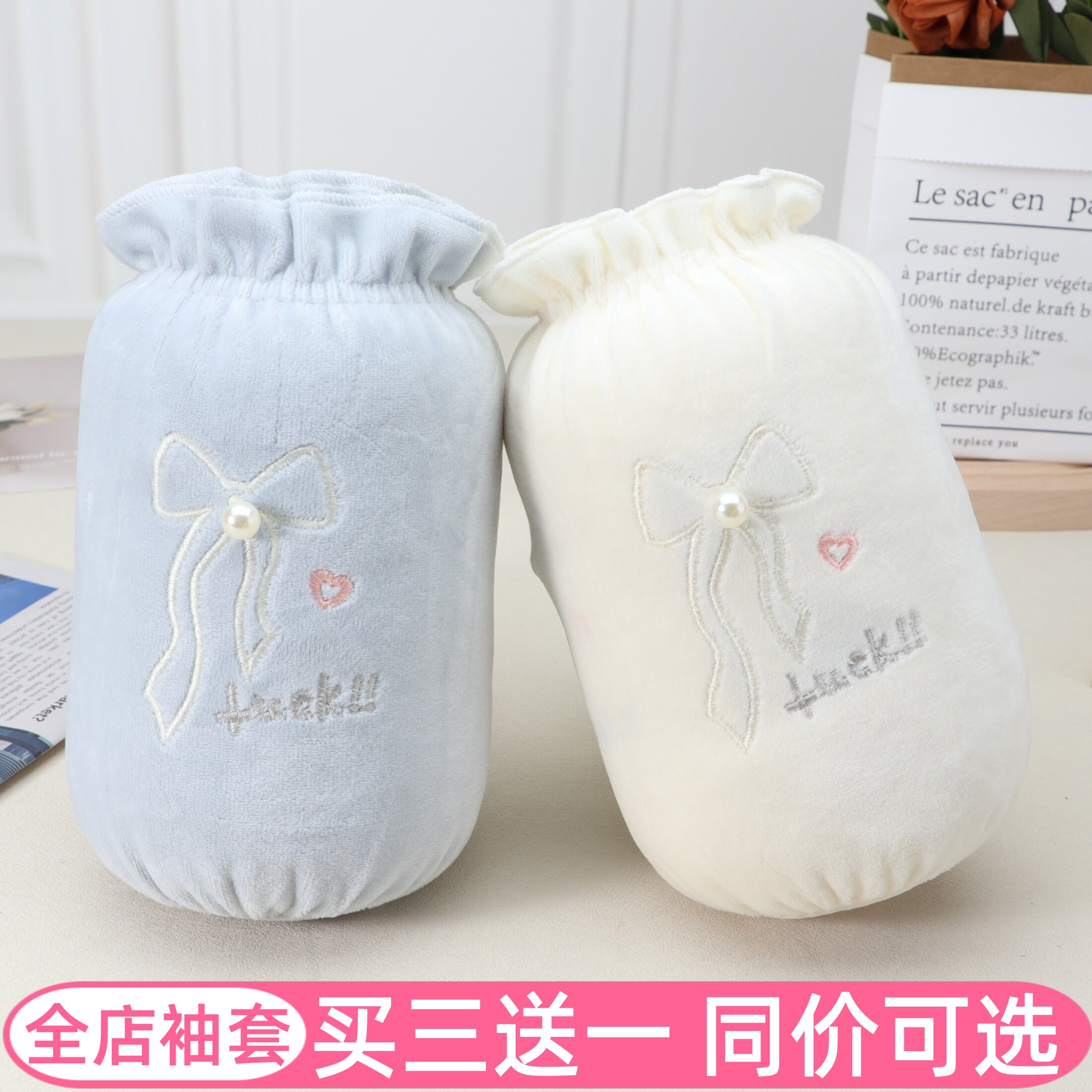 蝴蝶结荷叶边袖套女家用防污手臂套袖短款学生秋冬季儿童女孩成人