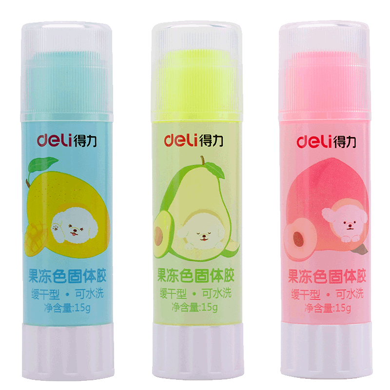 得力果冻色固体胶ACR强粘可水洗