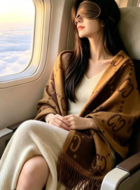 双面仿羊绒围巾女秋冬季时尚洋气百搭加厚保暖轻奢风披肩两用外搭