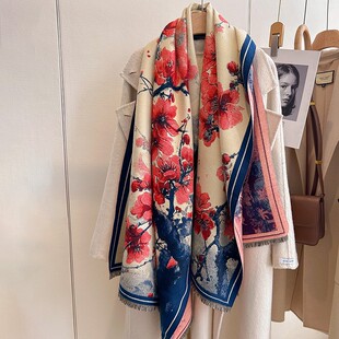 2025新款秋冬季女仿羊绒围巾百搭加厚保暖披肩两用外搭高级感妈妈