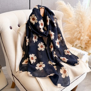 2025新款薄款金线春夏氛围感碎花防晒丝巾女洋气百搭棉麻围巾披肩