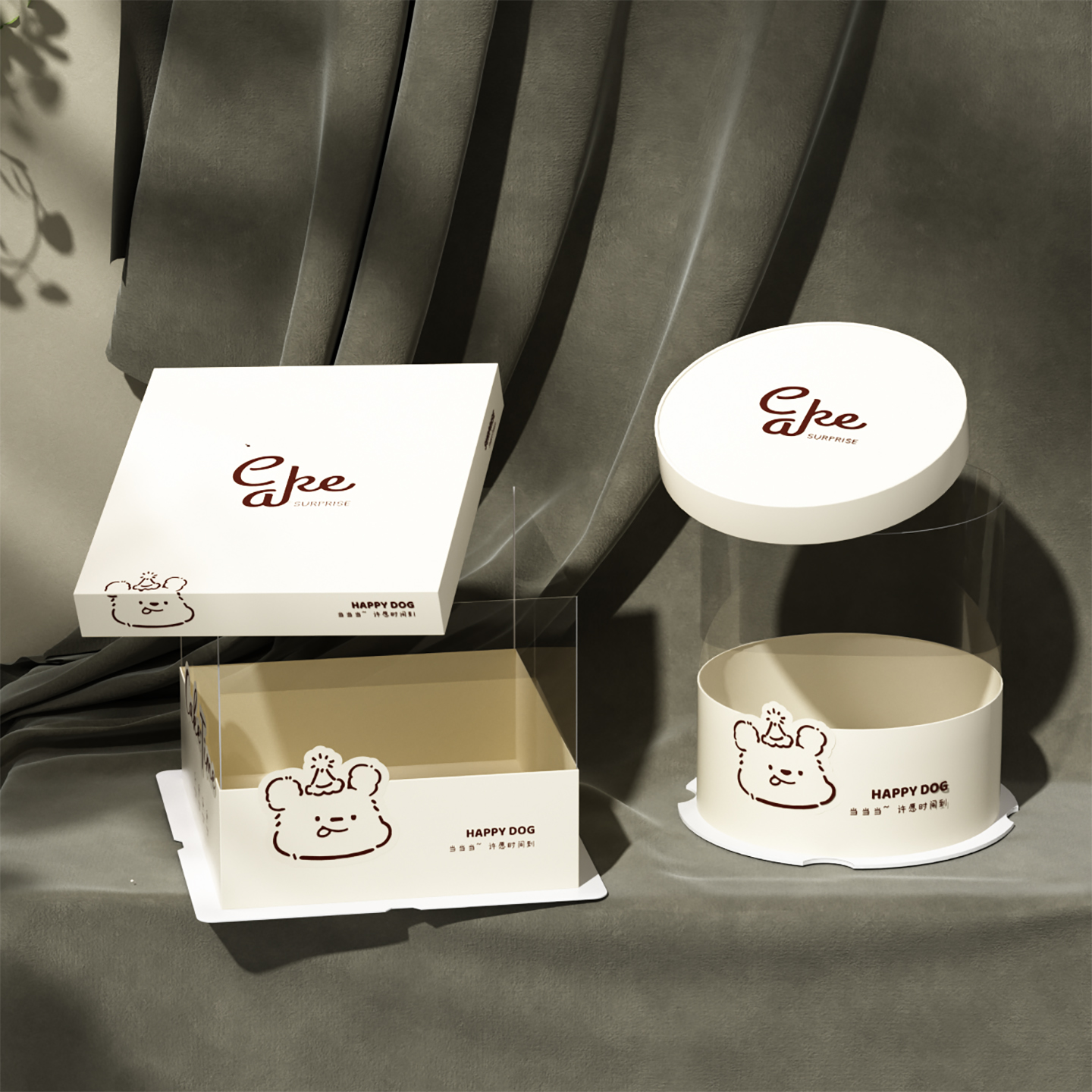 新款生日蛋糕盒子甜品包装盒四4寸6六寸8八寸10寸单双层加高烘焙