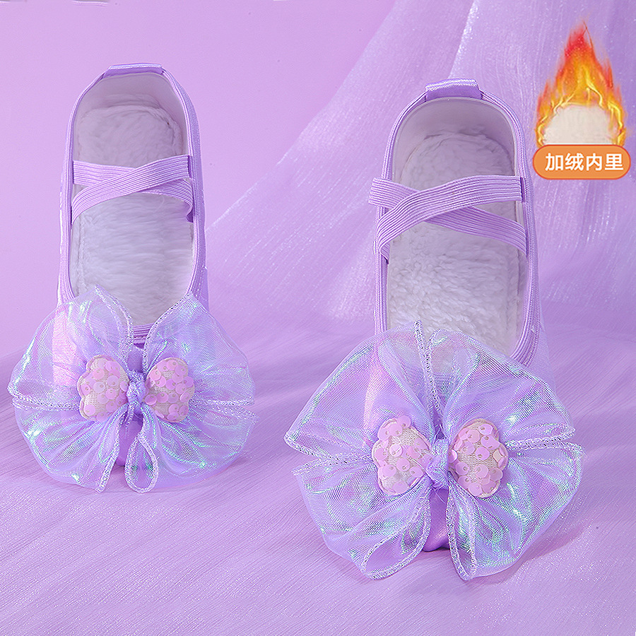加绒舞蹈鞋儿童女童秋冬季加厚芭