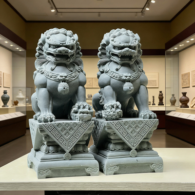 青砂石狮子一对镇宅家用镇家神兽