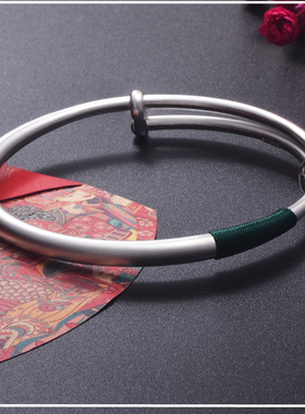 纯银9999推拉活口实心极简手镯