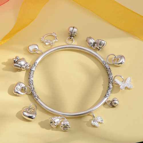 纯银999足银吊坠手镯配件编绳挂件手串串珠diy自由组合国风百搭