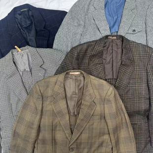 Vintage古着复古日制羊毛粗花呢西装 两粒双排扣 商务休闲外套长袖