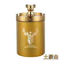 Creative, personalized, light luxury stainless steel ashtray, anti-smoke smell, car trend, home, living room, anti-fly ash, high-end with lid thumbnail 3