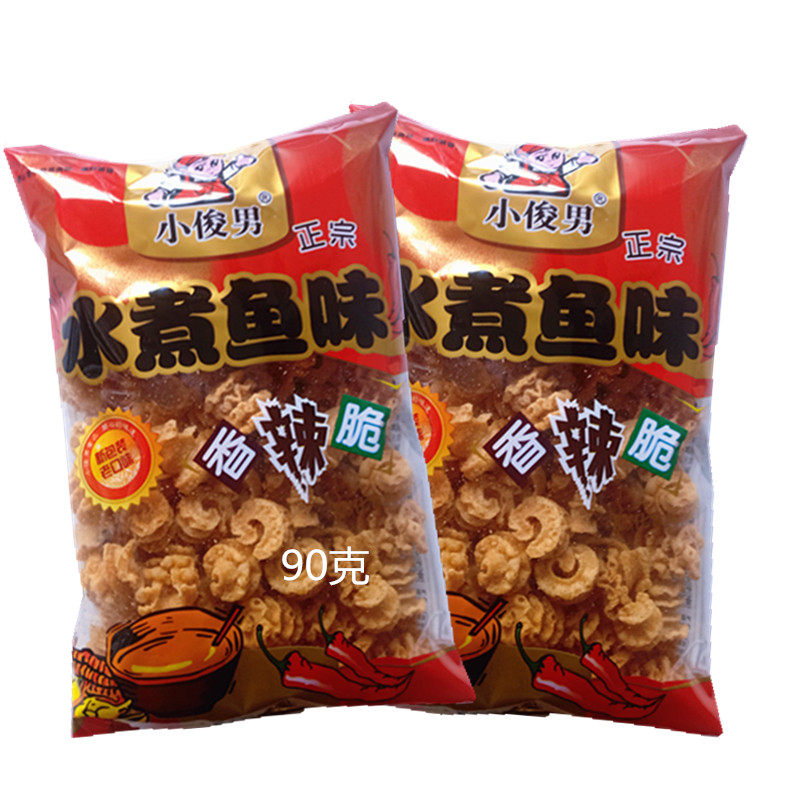 小俊男麻辣水煮鱼味卷香辣脆8090后儿时怀旧膨化零食锅巴90克
