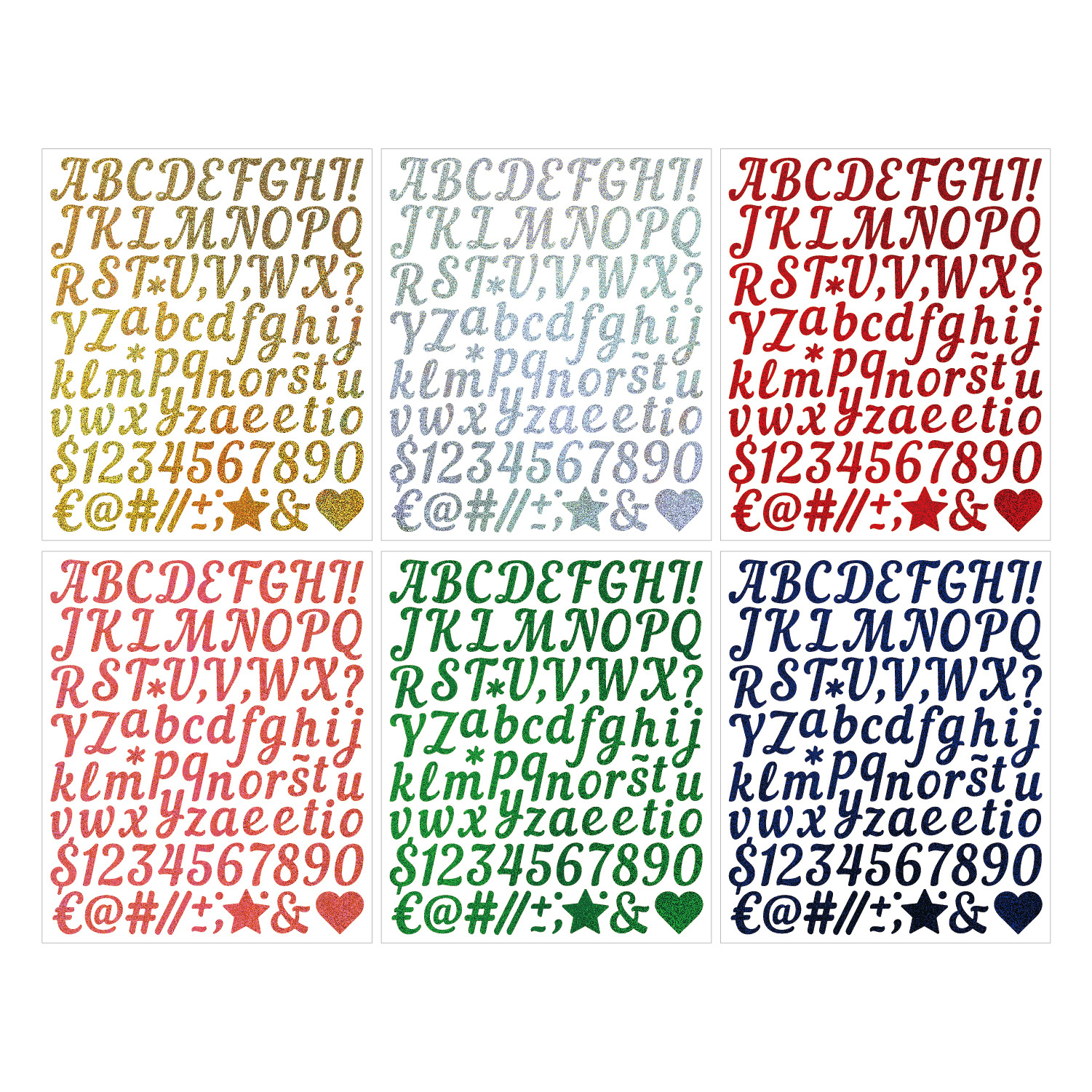 1英寸金银沙手写字母贴纸