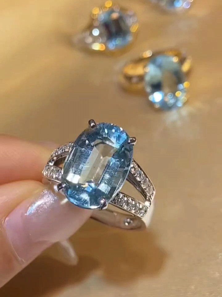 天然圣母玛利亚海蓝宝石戒指6.2克拉 金重3.6g 大鸽蛋面 南非真钻,珠宝/钻石/翡翠,手饰,淘宝优惠券,粉丝福利购,淘宝优惠卷