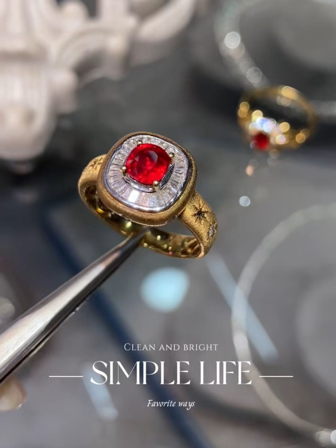 天然无烧 红宝石戒指鸽血红 主石83分 金重3.8g 布契拉提风格