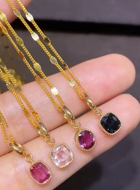 18k金镶嵌天然红宝石吊坠项链1.1克拉 时尚百搭款 带国际CGRL证书