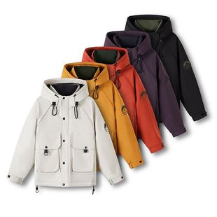 秋冬装加厚保暖90鹅绒服情侣羽绒服户外防风连帽工装羽绒外套6061