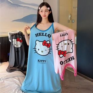 甜美睡衣薄款 可爱卡通吊带睡裙女夏季 中长款 性感2025新款 家居 无袖