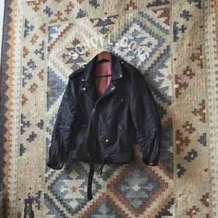 SONOFLOONG复古手工做旧胎牛皮机车皮衣斜拉链真皮夹克RIDERS JKT