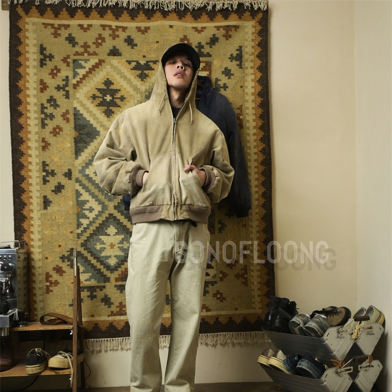 SONOFLOONG手工做旧宽松J130棉服