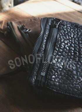 SONOFLOONG复古北美驯鹿皮零钱包RIRI拉链爆裂纹牛皮男士包手拿包
