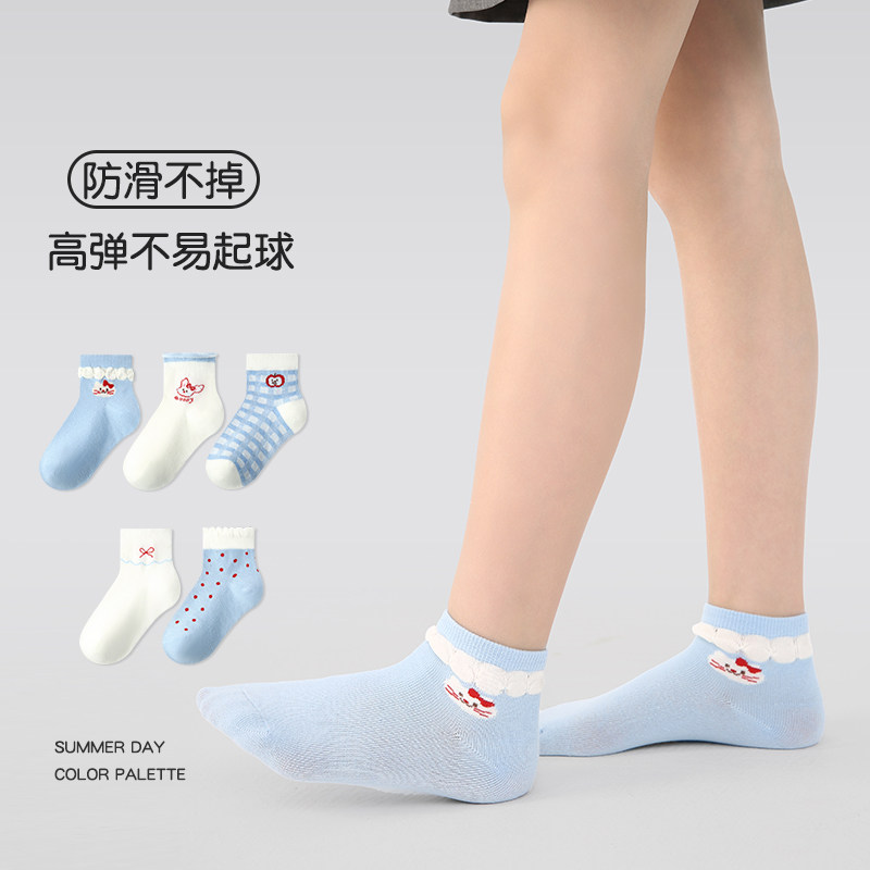 儿童袜子薄款女童春夏季隐形袜学生中大童浅口网眼透气短筒船袜棉