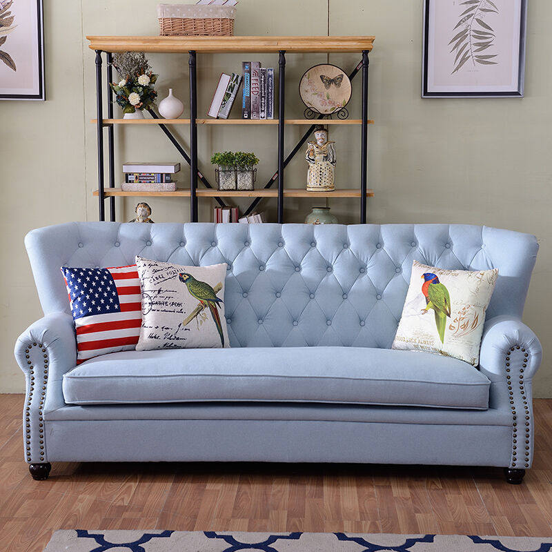 美式乡村布艺沙发欧式田园地中海客厅小户型单双人三人沙发可拆洗
