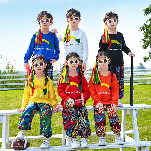 儿童啦啦队运动会民族手鼓演出服