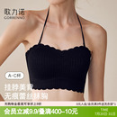 内衣女蕾丝裹胸聚拢抹胸防走光无肩带胸垫吊带文胸罩 挂脖美背心式
