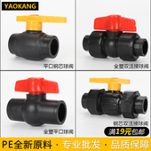 PE球阀PE全塑双活接球阀 pe阀门给水管4分6分pe水管配件钢芯球阀