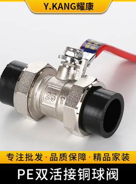 PE全铜阀门PE阀门20 25 32 pe双活接球阀4分6分双活接焊接铜阀门