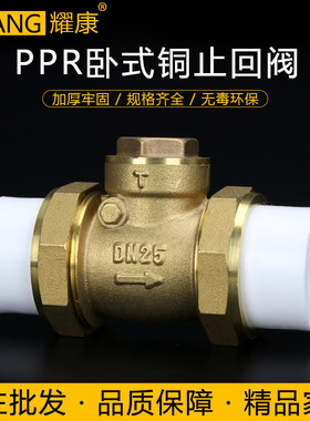 PPR双活接全铜止回阀 ppr黄铜卧式止回阀4分6分20 25逆止阀单向阀