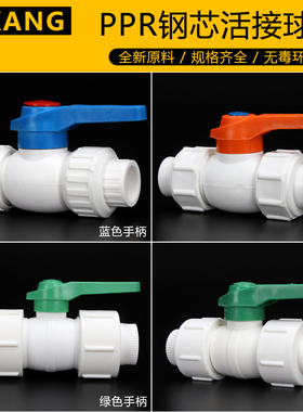 PPR双活接钢芯球阀PPR全塑阀门20 4分 25 6分 32 1寸PPR水管配件