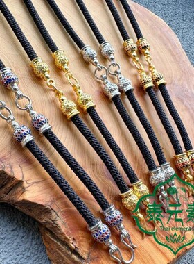 『泰元素』新款保色珐琅24K镀金泰国佛牌链吊坠毛衣项链挂链布绳