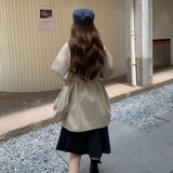 常规款宽松工装韩版休闲风气质薄款风衣长袖工装风春秋小个子短款，女装皮衣，浙宝253A