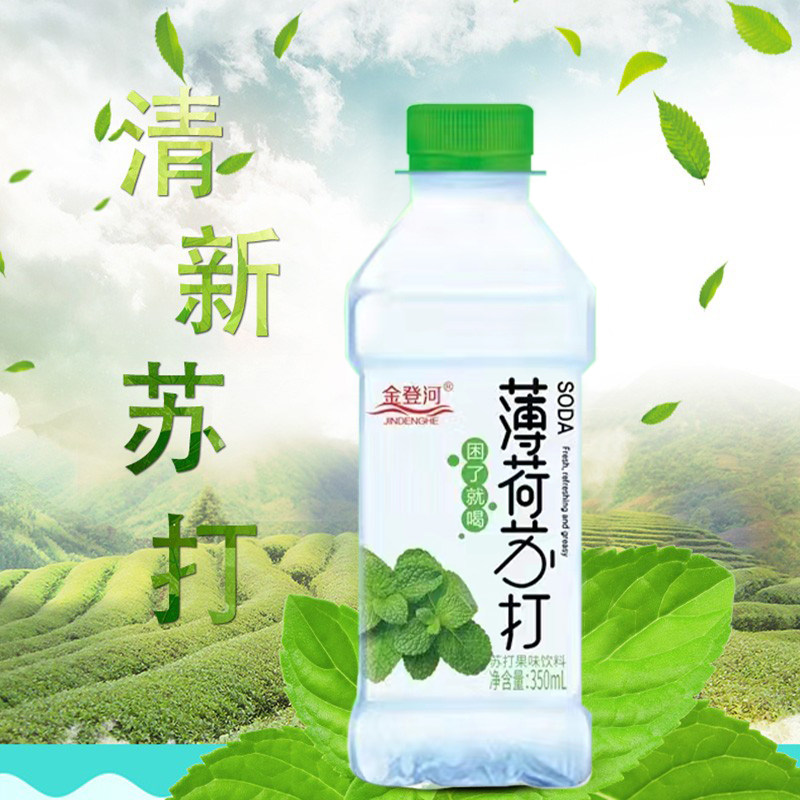 新日期金登河薄荷味苏打水整箱350ml*12瓶无糖无气弱碱性清爽解渴