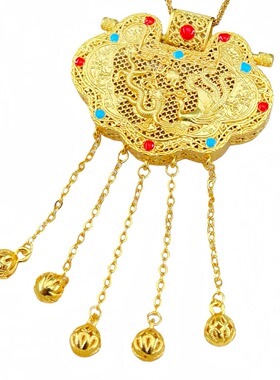 黄铜沙金龙凤呈祥项链首饰高级