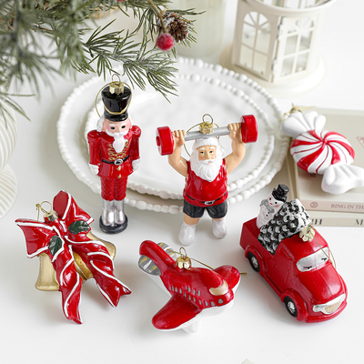 港恒圣诞节装饰品圣诞老人雪人姜饼人圣诞树挂件塑料异型挂件道具