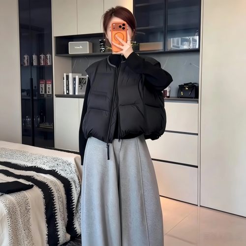 白鸭绒羽绒马甲女短款背心秋冬