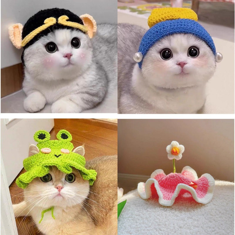 宠物头套猫咪幼犬小狗变装编织帽帽子