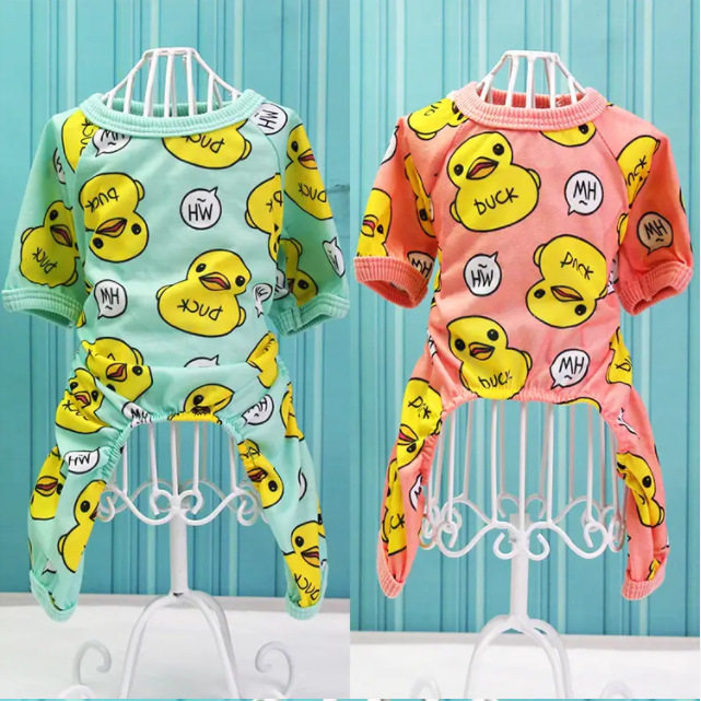 春秋款狗狗衣服四脚衣猫咪小中型犬泰迪博美吉娃娃小黄鸭宠物衣服图片
