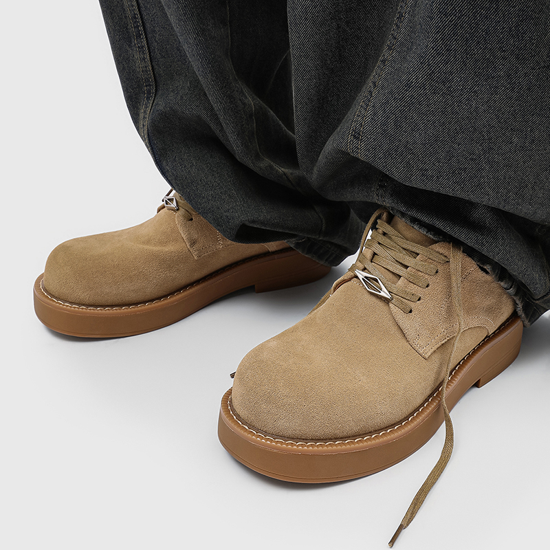 外贸工装风反绒皮德比鞋