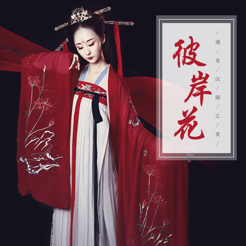 现货魏晋风汉服大袖衫女外披薄纱古风刺绣花日常单件百搭广袖古装