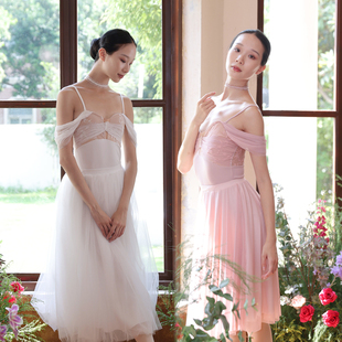 舞瑞祥仲夏成人女芭蕾舞蹈练功服仙气芭蕾裙形体艺考吊带连体服装