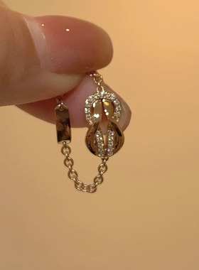 中古金色微镶八字扣戒指