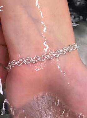 法式清冷感银色镂空蕾丝手链