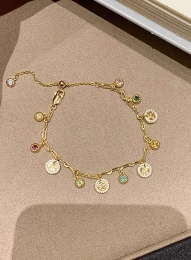 S925纯银金色满天星手链女款2025新款轻奢小众精致手饰复古手串女